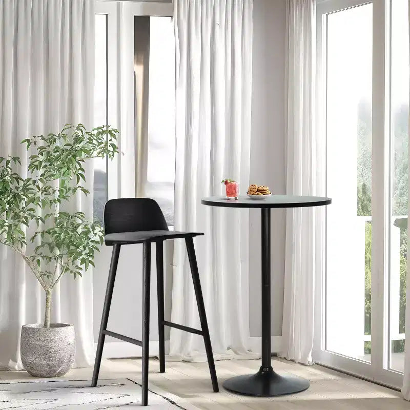 Bartisch, 40 Zoll, moderner Küchen- und Esstisch mit Metallgestell, Schwarz
