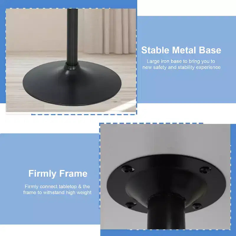Bartisch, 40 Zoll, moderner Küchen- und Esstisch mit Metallgestell, Schwarz