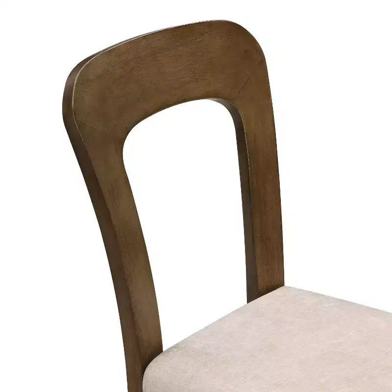 Élégantes chaises de salle à manger en bois (lot de 2) — assise rembourrée en chenille, structure en bois d’hévéa massif