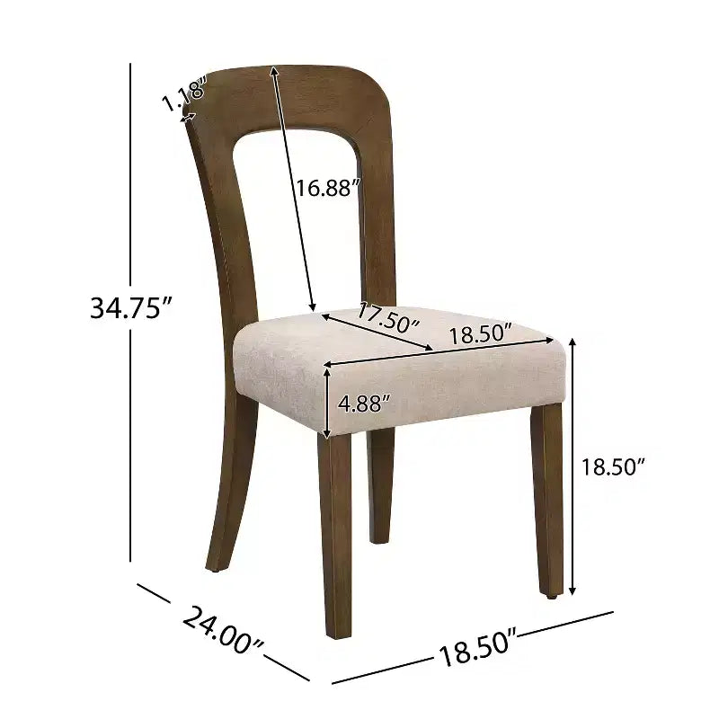 Elegante Esszimmerstühle aus Holz (2er-Set) — Sitzfläche mit Chenille-Bezug, Gestell aus massivem Gummibaumholz