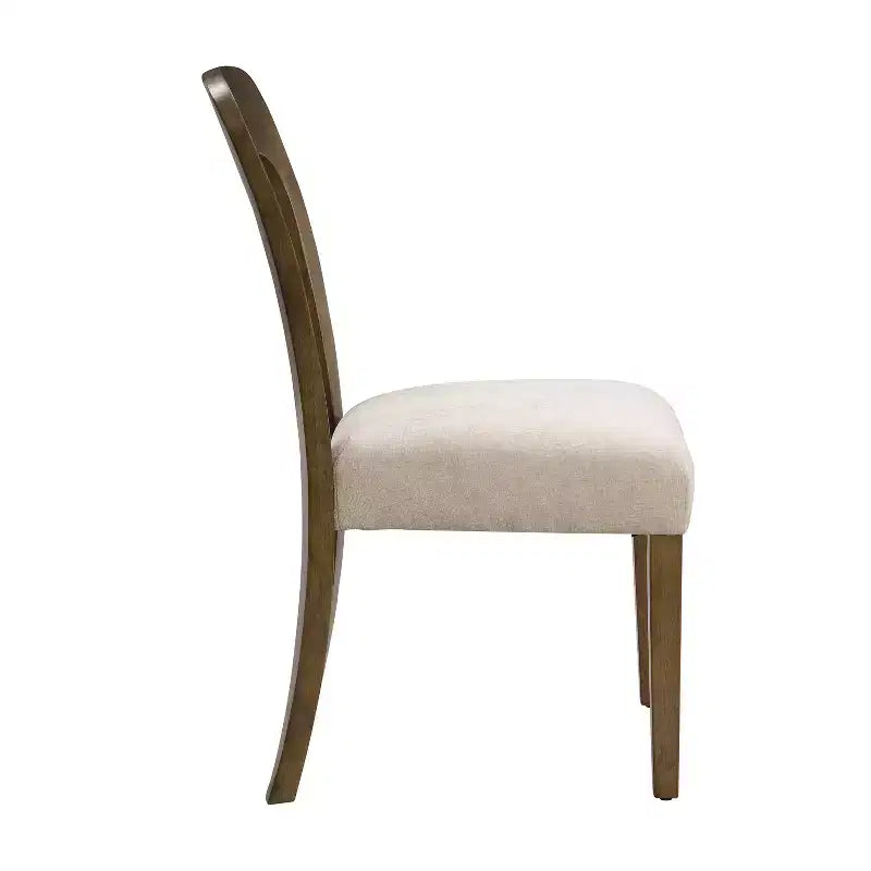 Élégantes chaises de salle à manger en bois (lot de 2) — assise rembourrée en chenille, structure en bois d’hévéa massif