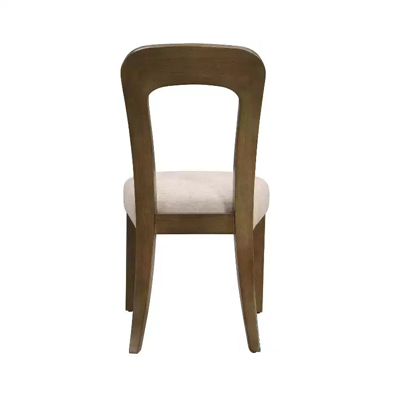 Élégantes chaises de salle à manger en bois (lot de 2) — assise rembourrée en chenille, structure en bois d’hévéa massif