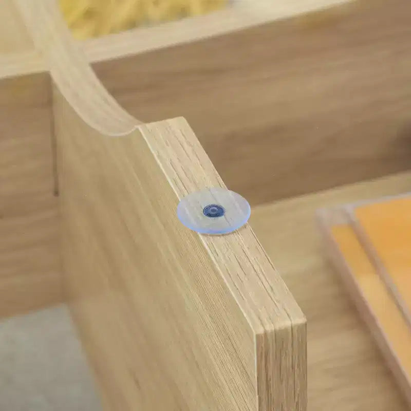 Runder Couchtisch aus Glas, ovaler Cocktailtisch, ovaler Mitteltisch, Akzenttisch, Sofatisch mit diagonal angeordnetem fächerförmigem Ablagebein, Walnuss/Natur
