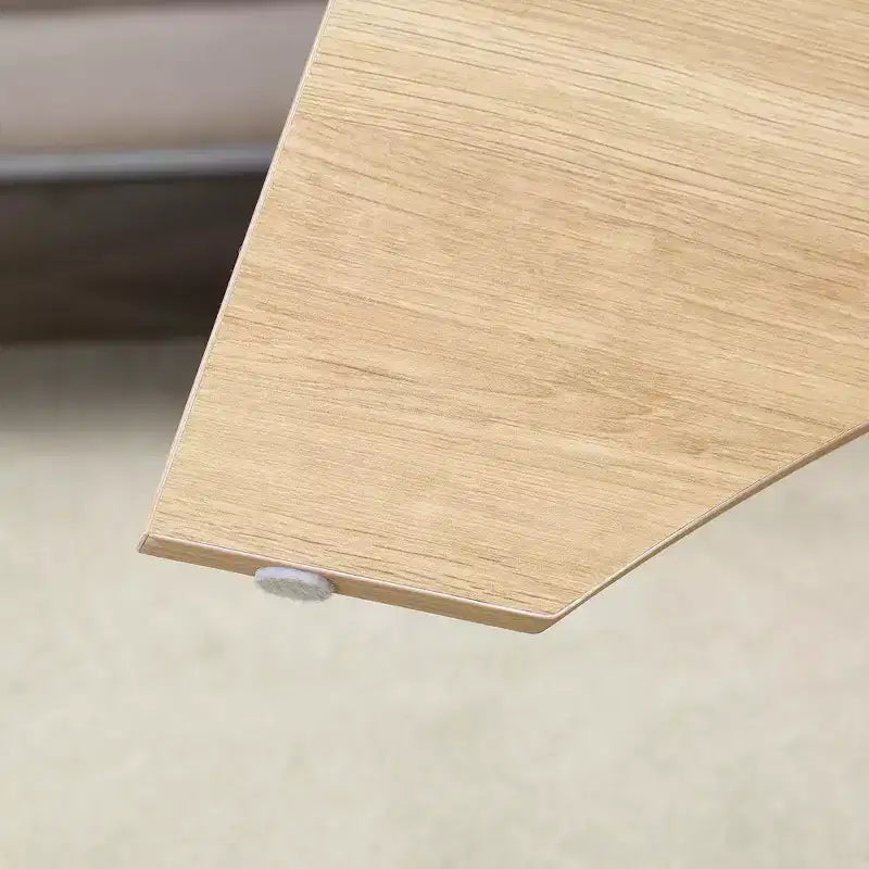 Runder Couchtisch aus Glas, ovaler Cocktailtisch, ovaler Mitteltisch, Akzenttisch, Sofatisch mit diagonal angeordnetem fächerförmigem Ablagebein, Walnuss/Natur