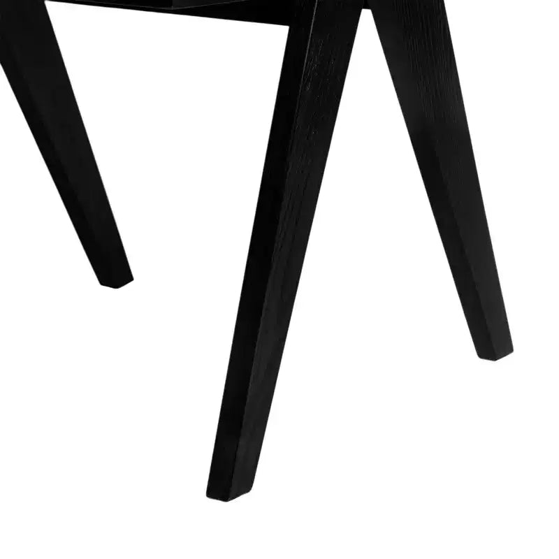 Chaise de salle à manger avec accoudoirs en bois d’hévéa et cannage, pieds en V (lot de 2)