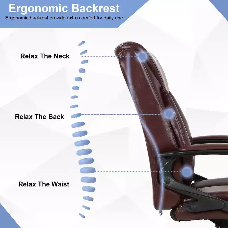 Chaise de bureau et d’ordinateur avec revêtement en similicuir PU respirant