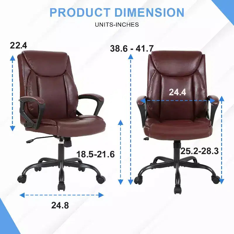 Chaise de bureau et d’ordinateur avec revêtement en similicuir PU respirant