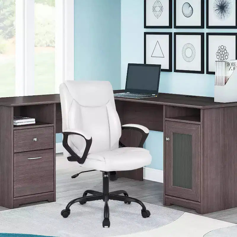 Chaise de bureau et d’ordinateur avec revêtement en similicuir PU respirant