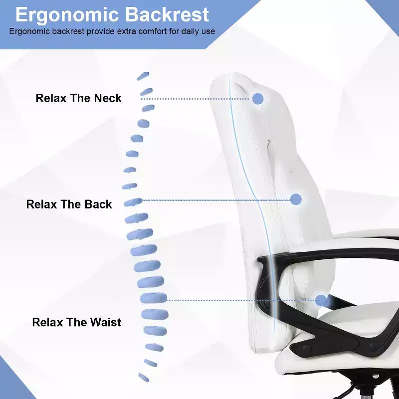 Chaise de bureau et d’ordinateur avec revêtement en similicuir PU respirant