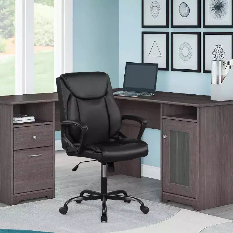 Chaise de bureau et d’ordinateur avec revêtement en similicuir PU respirant