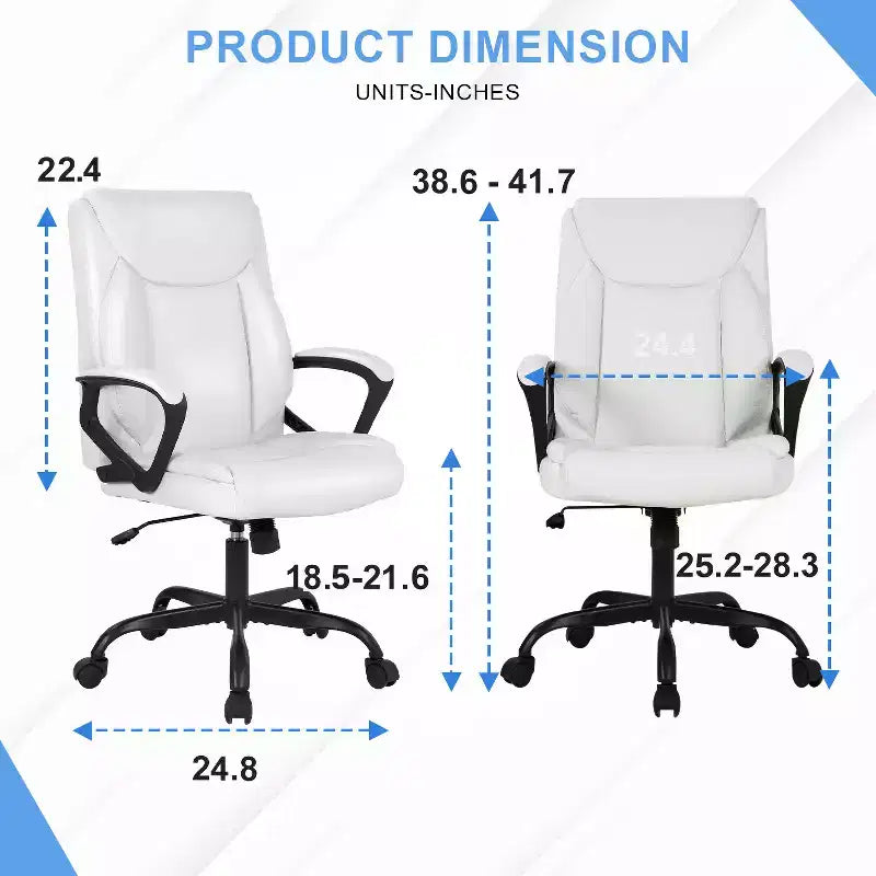 Chaise de bureau et d’ordinateur avec revêtement en similicuir PU respirant