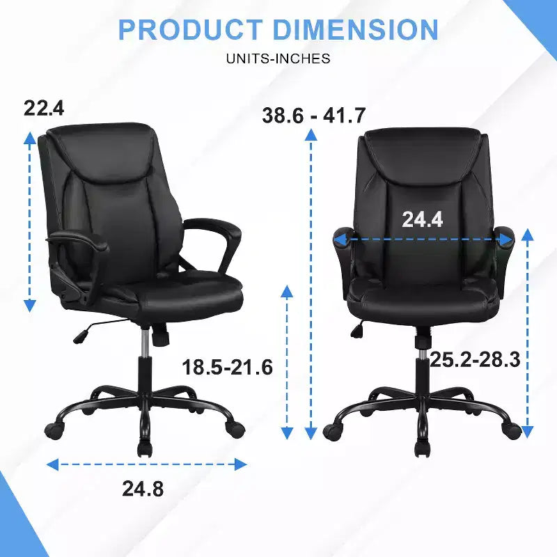 Chaise de bureau et d’ordinateur avec revêtement en similicuir PU respirant