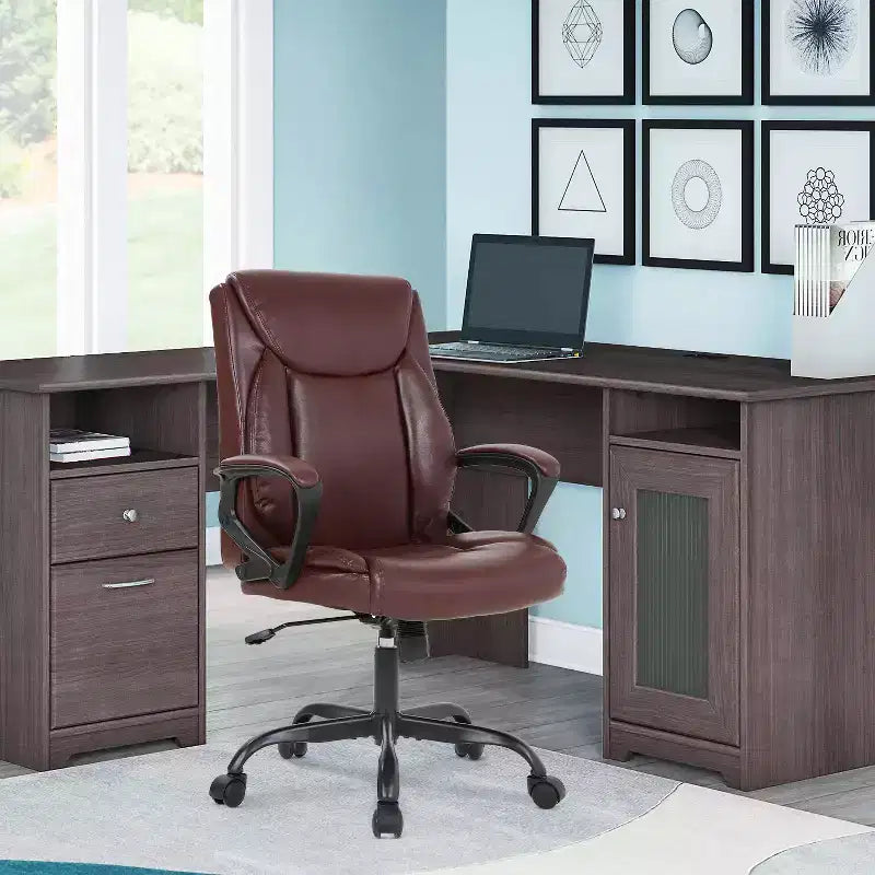 Chaise de bureau et d’ordinateur avec revêtement en similicuir PU respirant