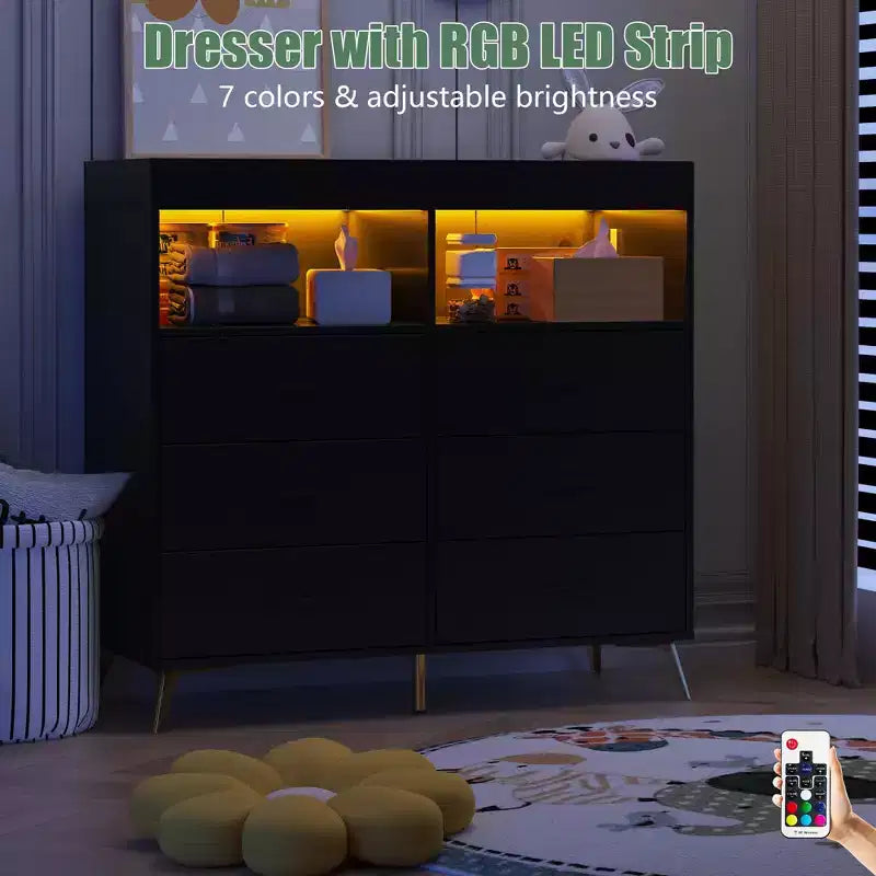 Commode de chambre avec 6 tiroirs, commode-table à langer pour bébé avec matelas à langer