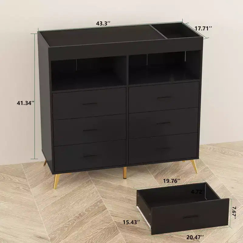 Commode de chambre avec 6 tiroirs, commode-table à langer pour bébé avec matelas à langer