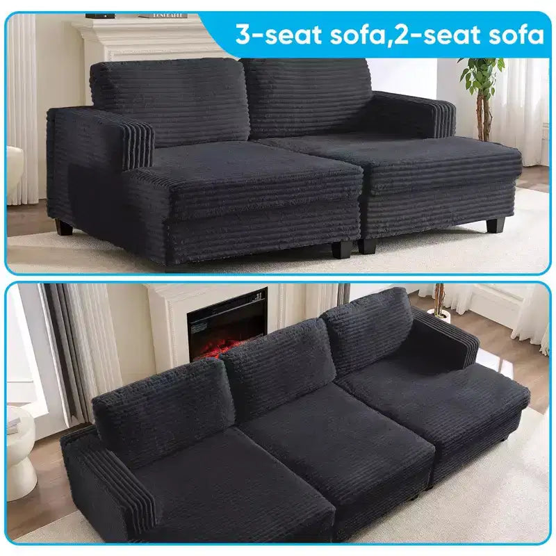 Modernes, wandelbares Cordsofa für das Wohnzimmer