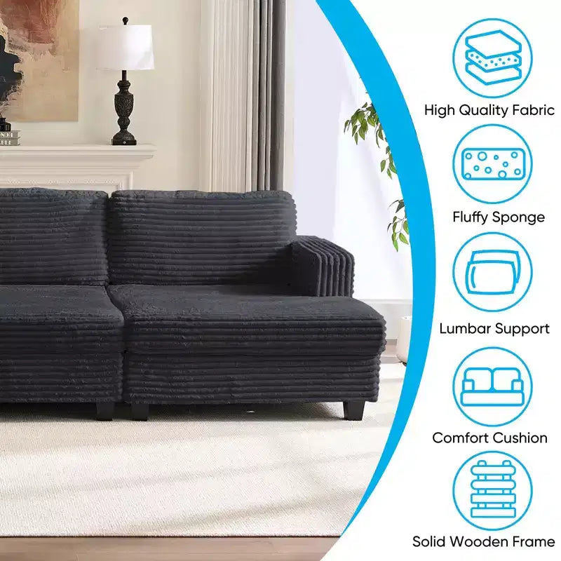 Modernes, wandelbares Cordsofa für das Wohnzimmer
