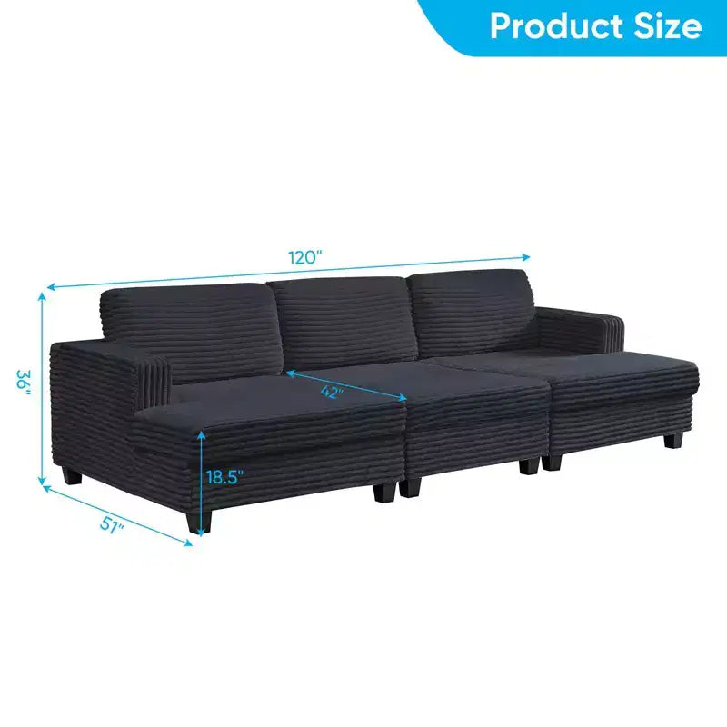 Modernes, wandelbares Cordsofa für das Wohnzimmer