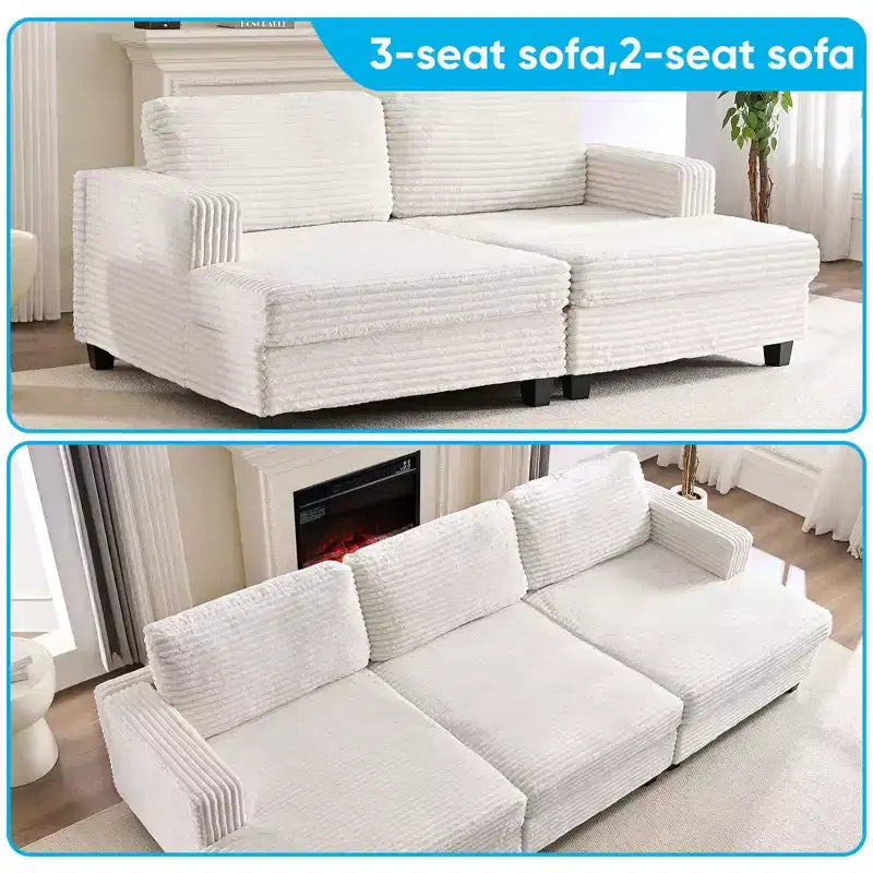 Modernes, wandelbares Cordsofa für das Wohnzimmer