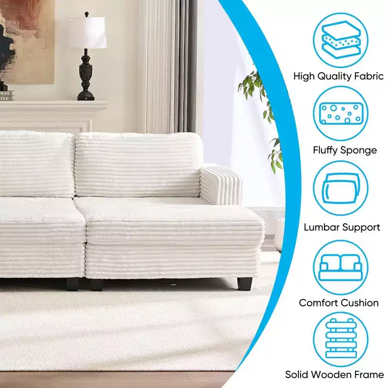 Modernes, wandelbares Cordsofa für das Wohnzimmer