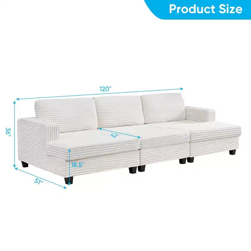 Modernes, wandelbares Cordsofa für das Wohnzimmer