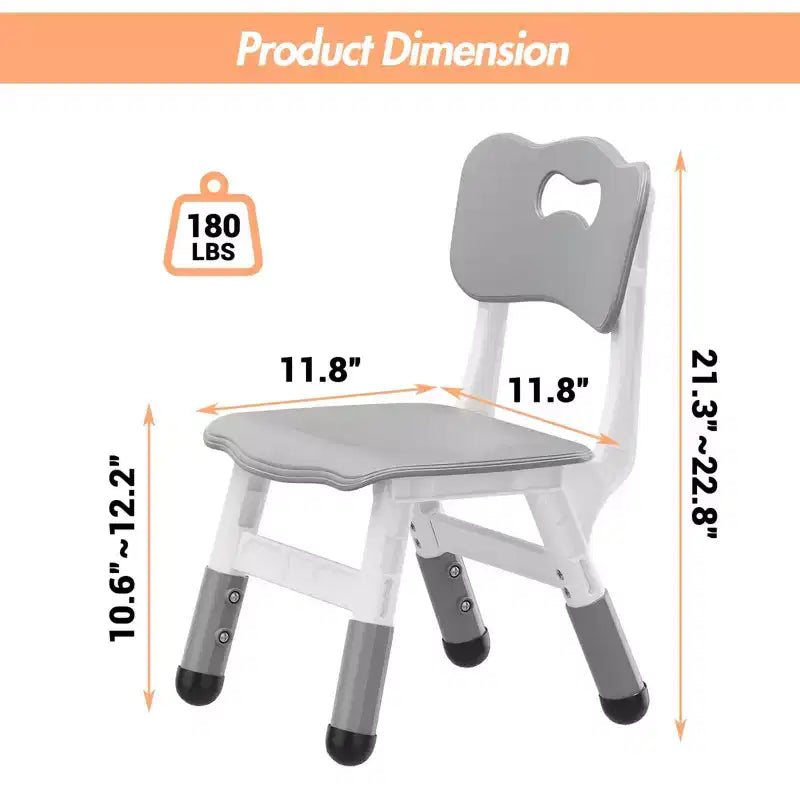Chaises pour enfants réglables en hauteur sur 3 niveaux - chaises en plastique pour tout-petits avec patins antidérapants, pour les enfants de 2 à 12 ans