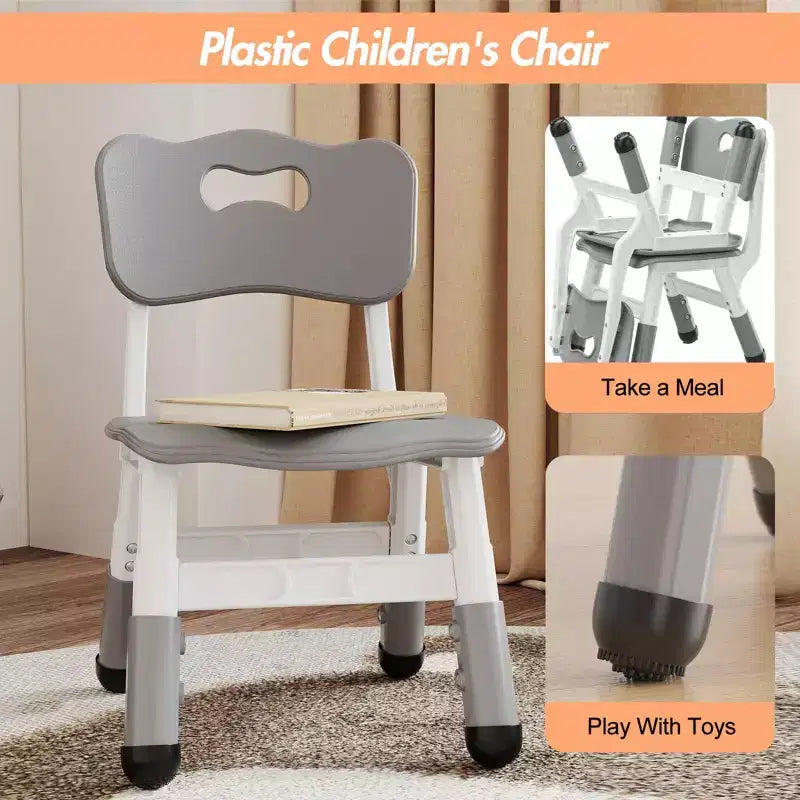 Chaises pour enfants réglables en hauteur sur 3 niveaux - chaises en plastique pour tout-petits avec patins antidérapants, pour les enfants de 2 à 12 ans