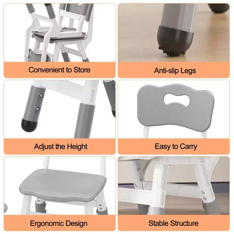Chaises pour enfants réglables en hauteur sur 3 niveaux - chaises en plastique pour tout-petits avec patins antidérapants, pour les enfants de 2 à 12 ans