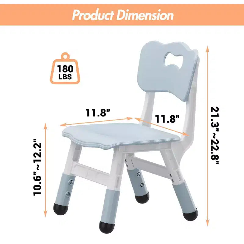 Chaises pour enfants réglables en hauteur sur 3 niveaux - chaises en plastique pour tout-petits avec patins antidérapants, pour les enfants de 2 à 12 ans