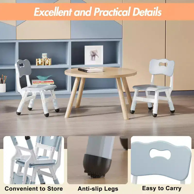 Chaises pour enfants réglables en hauteur sur 3 niveaux - chaises en plastique pour tout-petits avec patins antidérapants, pour les enfants de 2 à 12 ans
