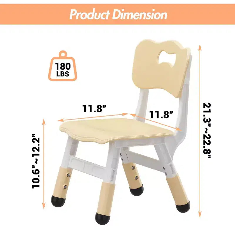 Chaises pour enfants réglables en hauteur sur 3 niveaux - chaises en plastique pour tout-petits avec patins antidérapants, pour les enfants de 2 à 12 ans