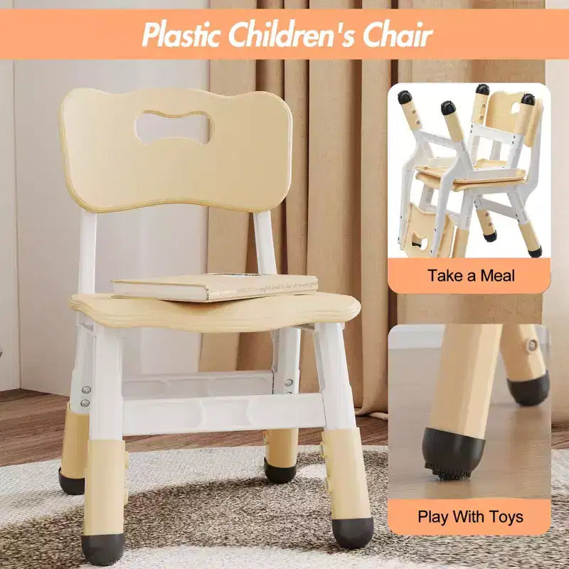 Chaises pour enfants réglables en hauteur sur 3 niveaux - chaises en plastique pour tout-petits avec patins antidérapants, pour les enfants de 2 à 12 ans