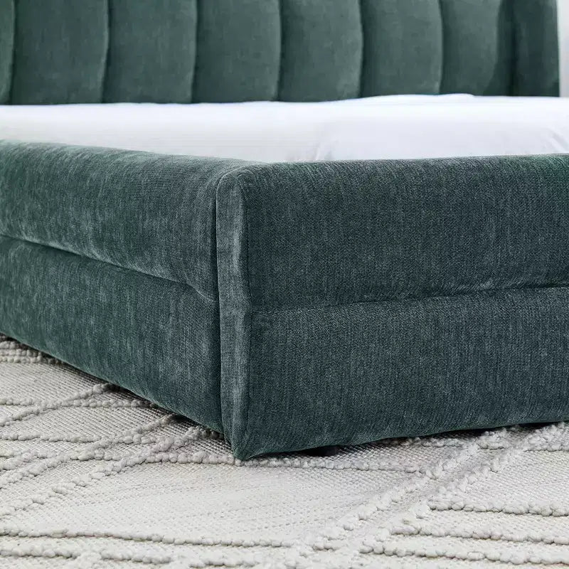 Polsterbett aus Chenille mit hohem, dickem Kopfteil