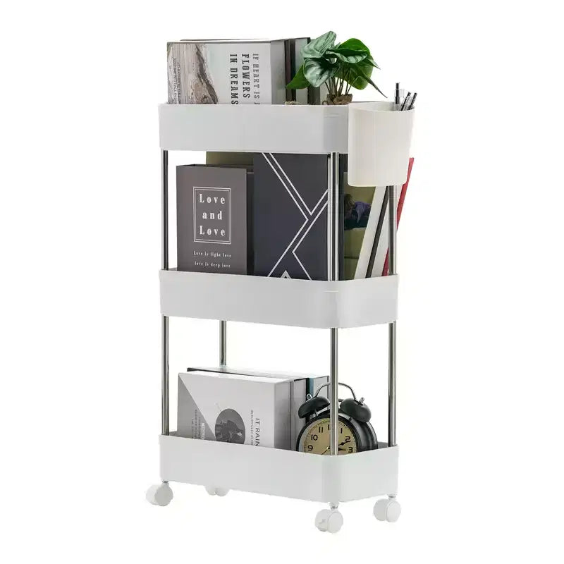Chariot roulant à 3/4 niveaux, chariot utilitaire de rangement pour la cuisine, étagères mobiles coulissantes avec 2 roulettes verrouillables et crochets