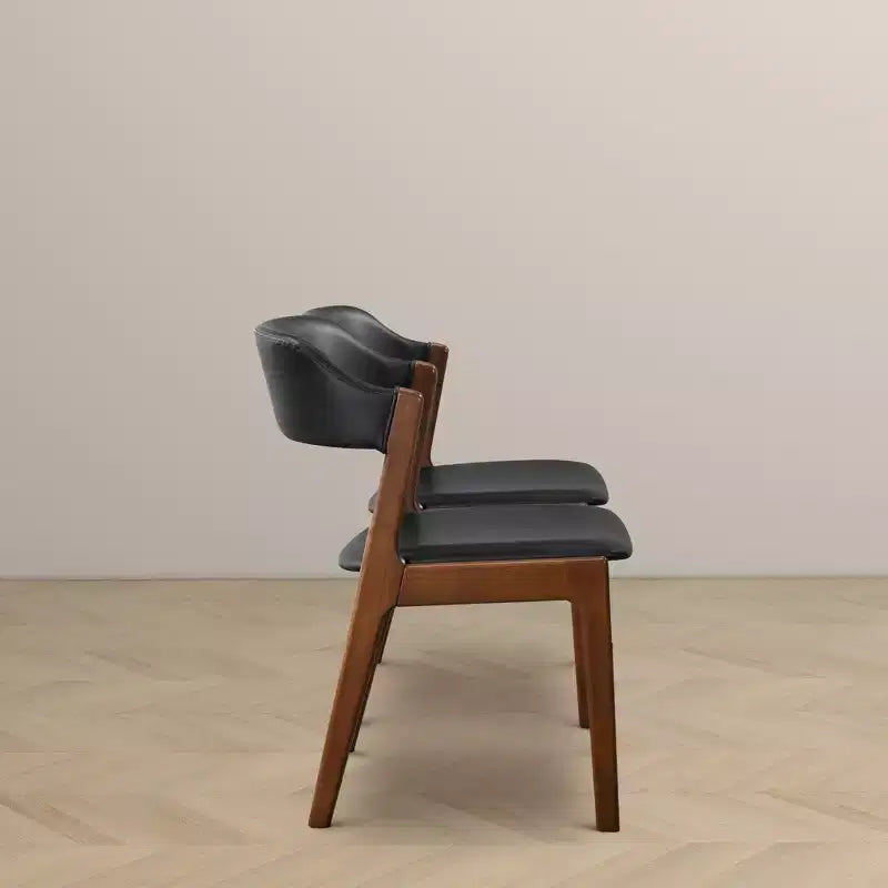Esszimmerstühle aus Massivholz und Kunstleder im Mid-Century-Modern-Stil (Set aus 2)