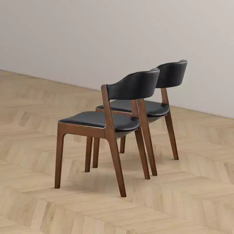 Esszimmerstühle aus Massivholz und Kunstleder im Mid-Century-Modern-Stil (Set aus 2)