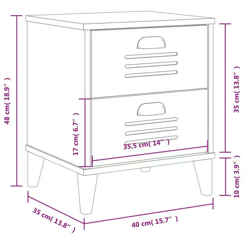 Nachttisch, Beistelltisch, Schlafzimmermöbel aus Holzwerkstoff