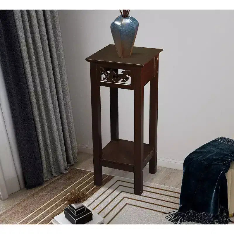 Support décoratif pour plantes, table d’appoint avec étagère de rangement, 11.8 x 11.8 x 29.5 pouces