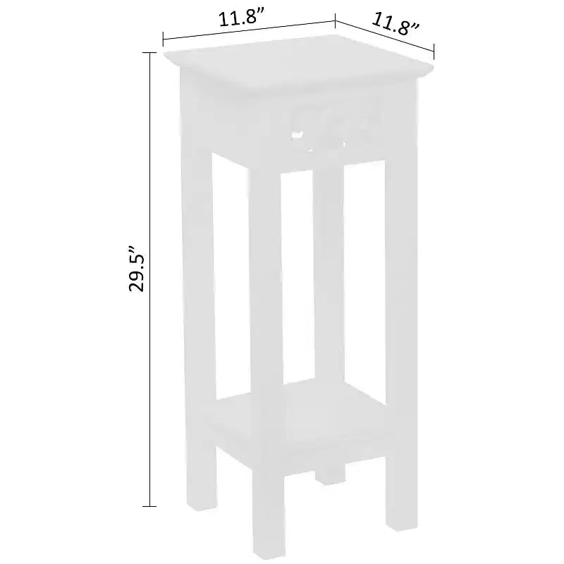 Support décoratif pour plantes, table d’appoint avec étagère de rangement, 11.8 x 11.8 x 29.5 pouces