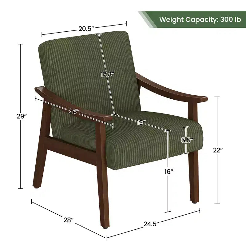 Lot de 2 fauteuils modernes du milieu du siècle avec pieds en bois massif pour le salon, la chambre ou la chambre d’amis