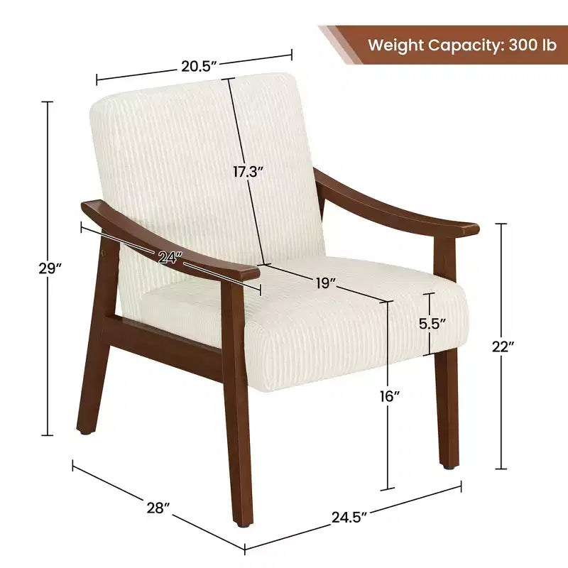 Lot de 2 fauteuils modernes du milieu du siècle avec pieds en bois massif pour le salon, la chambre ou la chambre d’amis