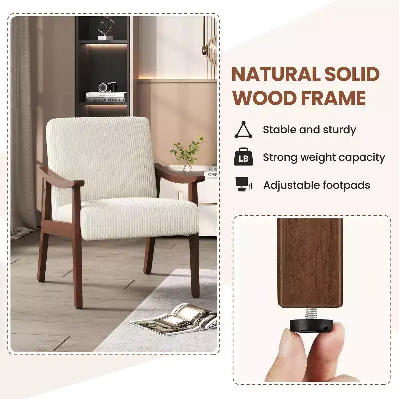 Lot de 2 fauteuils modernes du milieu du siècle avec pieds en bois massif pour le salon, la chambre ou la chambre d’amis
