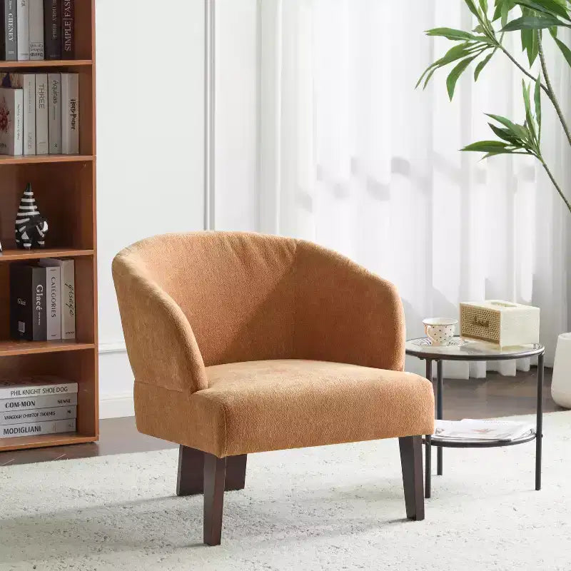 Chaise rembourrée moderne du milieu du siècle avec dossier incurvé