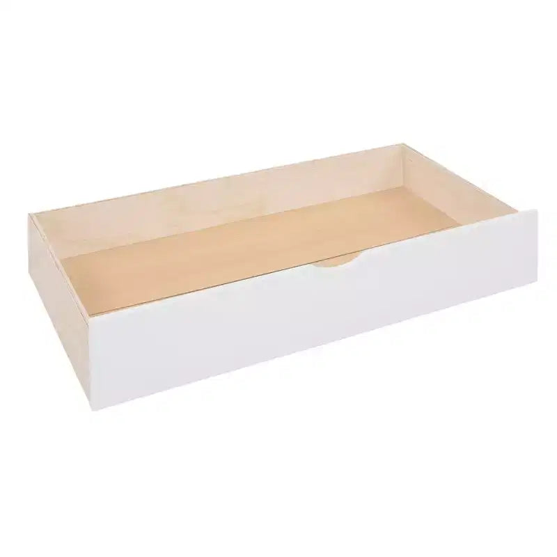 Lit superposé en bois avec lit double au-dessus d’un lit simple et lit simple, 6 tiroirs et escalier