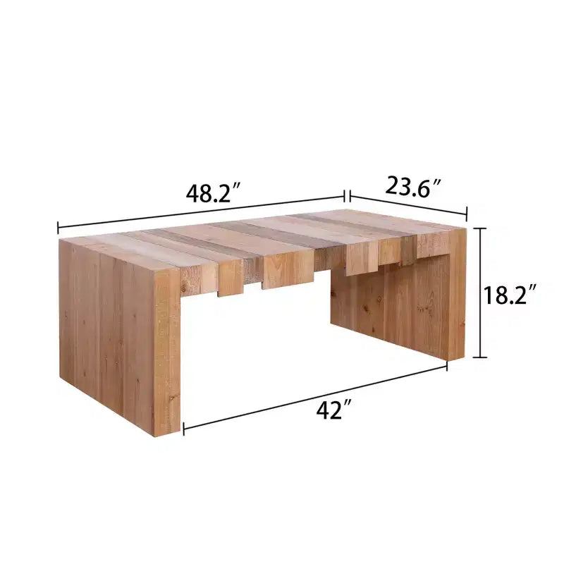 Moderner rechteckiger Couchtisch aus Holz im rustikalen Stil mit Lattenrost-Design