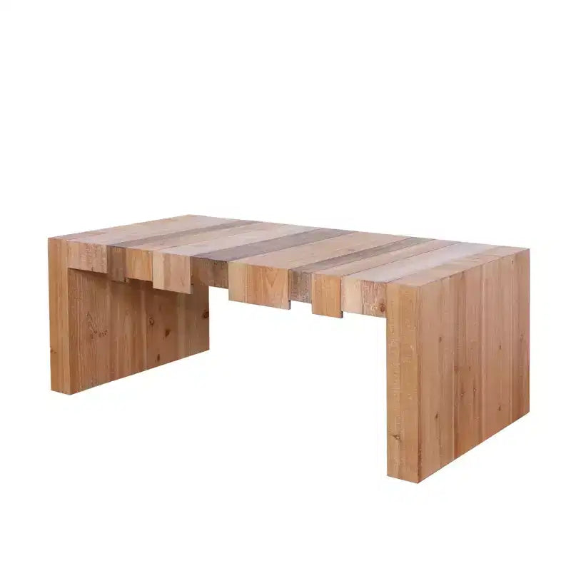 Moderner rechteckiger Couchtisch aus Holz im rustikalen Stil mit Lattenrost-Design