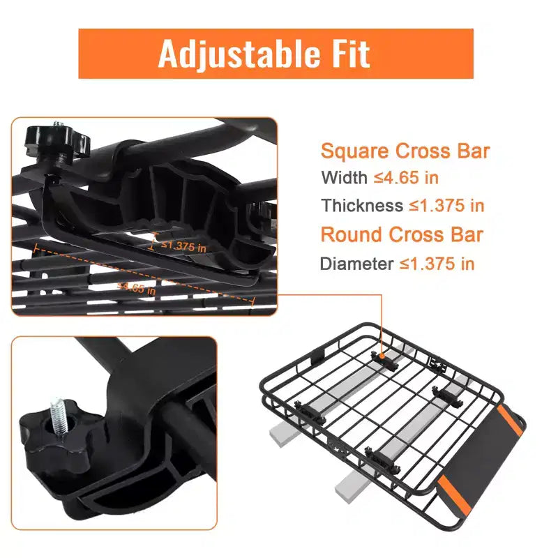 Portaequipajes de techo, cesta portaequipajes de acero para el techo del auto, soporte para equipaje para SUV y camionetas, capacidad de 200 lb.