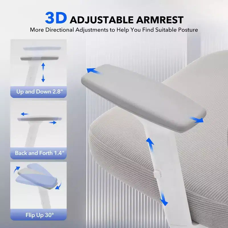Chaise de bureau ergonomique - Chaise de bureau en maille pour la maison avec soutien lombaire, chaise d’ordinateur et de jeu à dossier haut avec appuie-tête, chaise de travail pivotante à roulettes