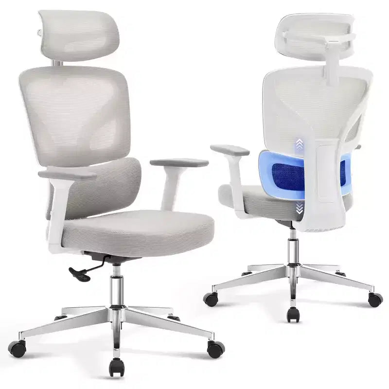 Ergonomischer Bürostuhl - Mesh-Schreibtischstuhl für zu Hause mit Lendenstütze, hochlehniger Computer- und Gamingstuhl mit Kopfstütze, drehbarer Arbeitsstuhl mit Rollen