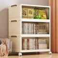 Cajas de almacenamiento apilables y plegables, armario de almacenamiento plegable con puertas, tapa y ruedas, organizador de clóset para apartamento, hogar, residencia estudiantil u oficina